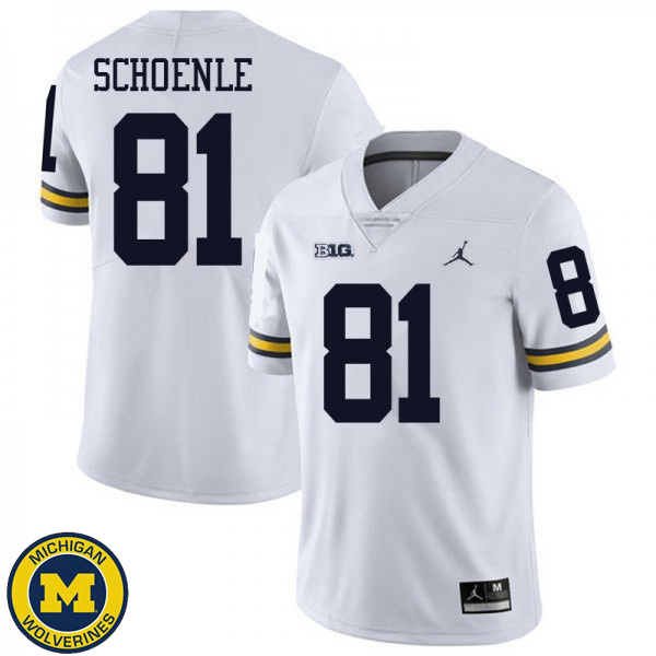 Men Michigan Wolverines #81 Nate Schoenle White Jordan Brand Player Football Jersey